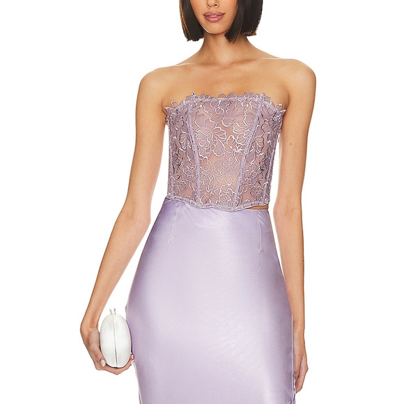 Fleur du Mal Tops - Fleur Du Mal 'Whitney' Purple Polyester Corset Top Size M